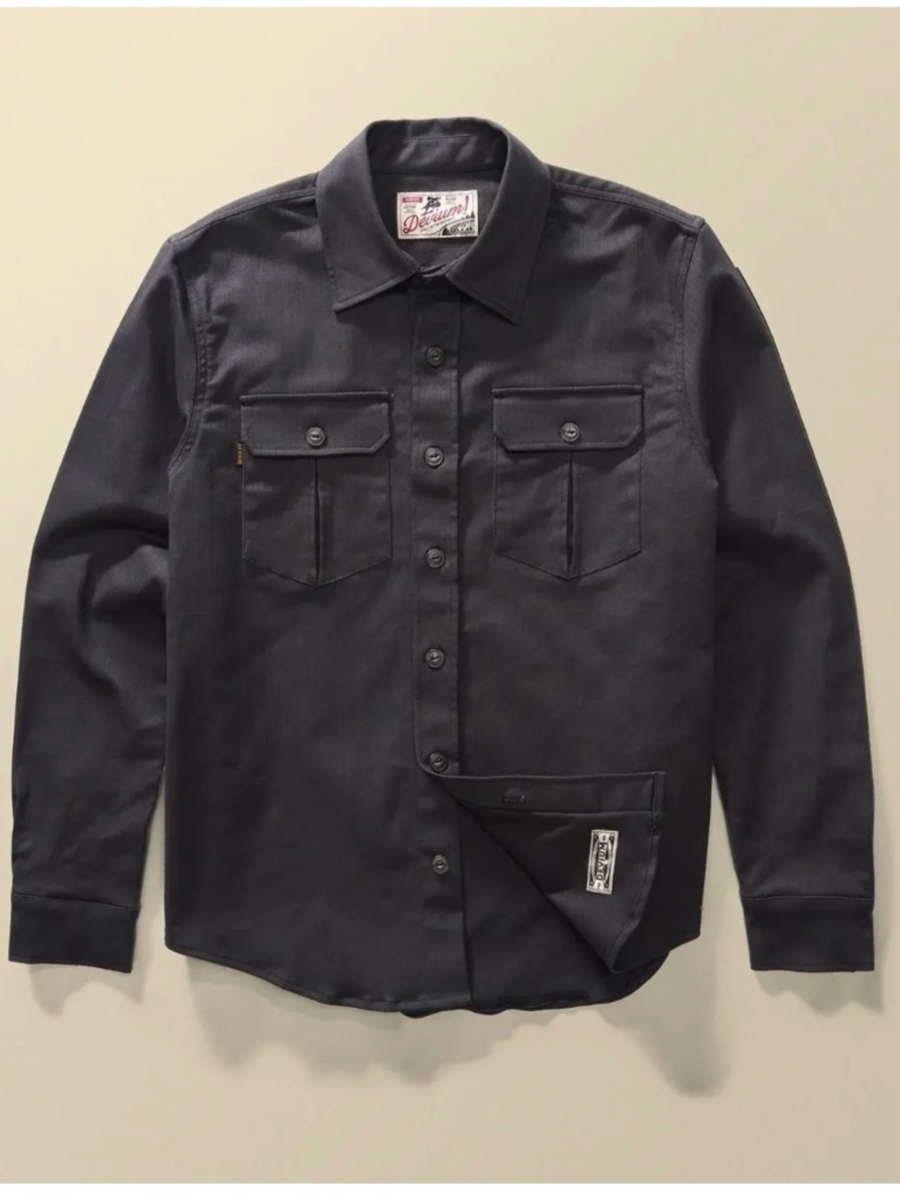 Devium Men’s Twill Overshirt Charcoal Olive Gray Large